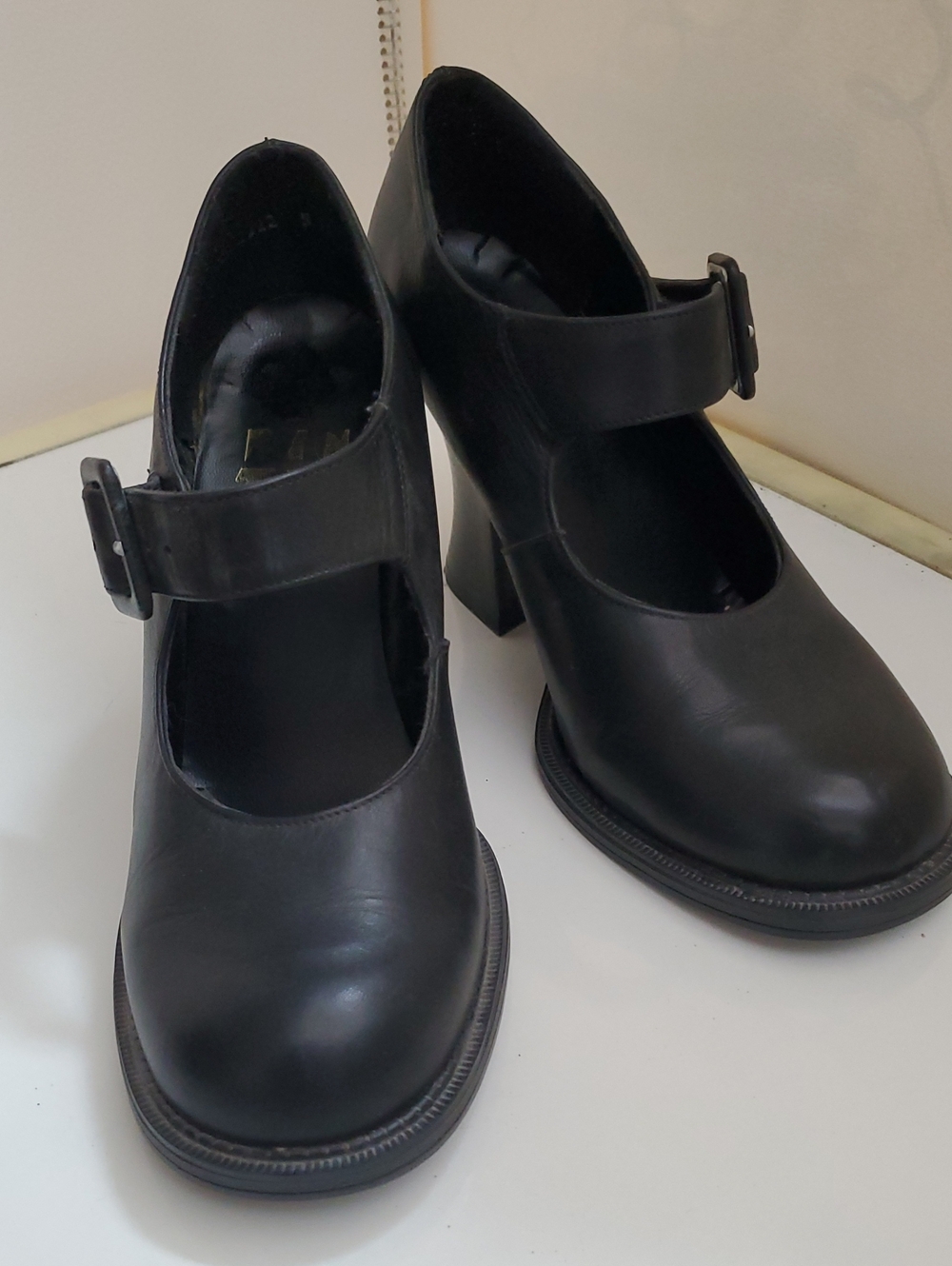 Black Mary Jane Block Heel Pumps - Women's